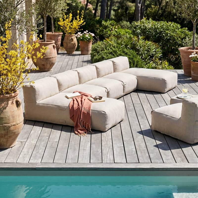 Salon de jardin modulable 7 places avec 5 fauteuils et 2 méridiennes (2/7)