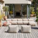 Salon de jardin modulable 7 places avec 5 fauteuils et 2 méridiennes