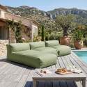 Salon de jardin modulable 3 places avec 2 fauteuils et 1 méridienne