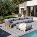 Salon de jardin modulable 5 places avec 2 chauffeuses, 2 fauteuils d'angle et 1 pouf