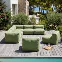 Salon de jardin modulable 8 places avec 5 chauffeuses, 2 fauteuils d'angle et 1 pouf