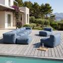 Salon de jardin modulable 8 places avec 5 chauffeuses, 2 fauteuils d'angle et 1 pouf