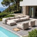 Salon de jardin modulable 8 places avec 5 chauffeuses, 2 fauteuils d'angle et 1 pouf