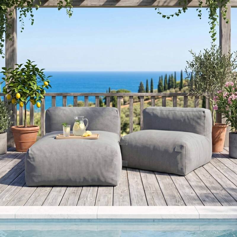 Salon de jardin modulable 2 places avec 1 fauteuil et 1 méridienne (5/7)