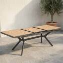 Table de jardin extensible en aluminium 187/250x90 cm et 10 chaises avec accoudoirs en textilène
