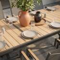 Table de jardin extensible en aluminium 187/250x90 cm et 10 chaises avec accoudoirs en textilène