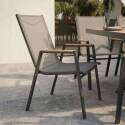 Table de jardin extensible en aluminium 187/250x90 cm et 10 chaises avec accoudoirs en textilène