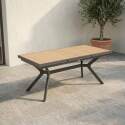Table de jardin extensible en aluminium 187/250x90 cm et 10 chaises avec accoudoirs en textilène