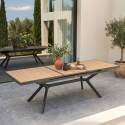 Table de jardin extensible en aluminium et effet bois 8 à 10 personnes 187/250x90 cm