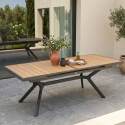 Table de jardin extensible en aluminium et effet bois 8 à 10 personnes 187/250x90 cm