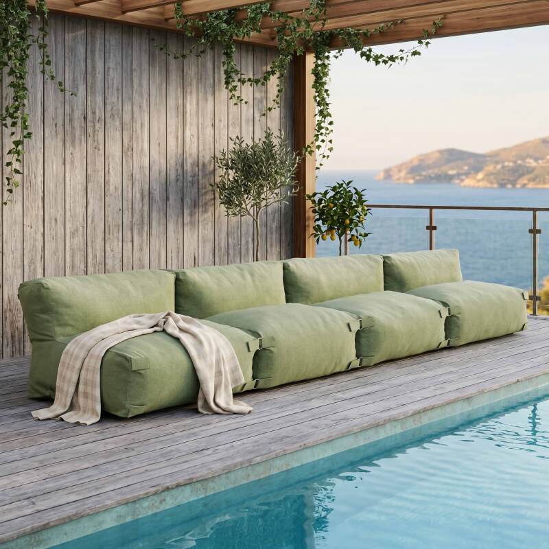 Salon de jardin modulable 4 places avec 4 chauffeuses - Ambiance