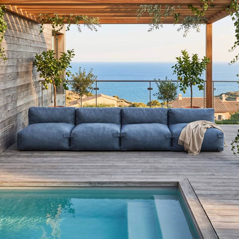 Salon de jardin modulable 4 places avec 4 chauffeuses - Ambiance