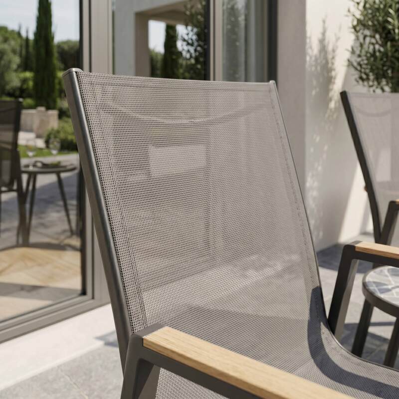 Chaises de jardin en aluminium et textilène avec accoudoirs - Lot de 2 (3/7)