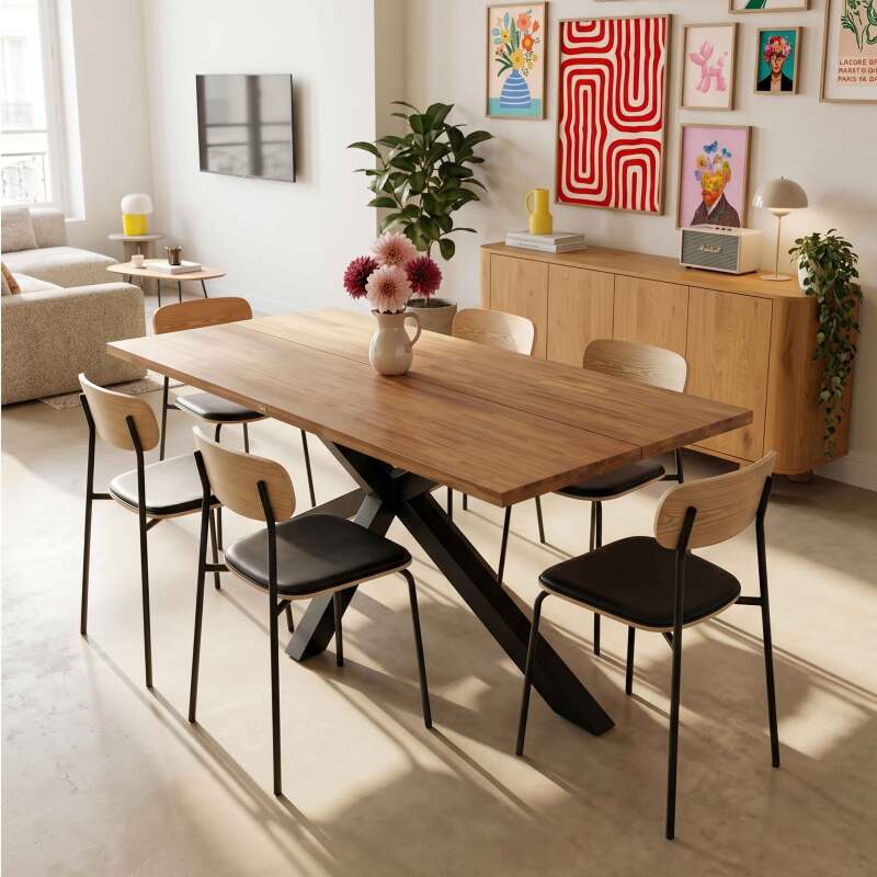 Table à manger en aluminium et bois d'acacia 8 personnes