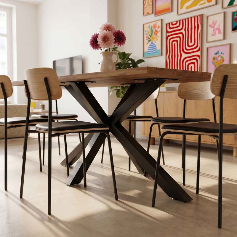 Table à manger en aluminium et bois d'acacia 8 personnes (2/8)