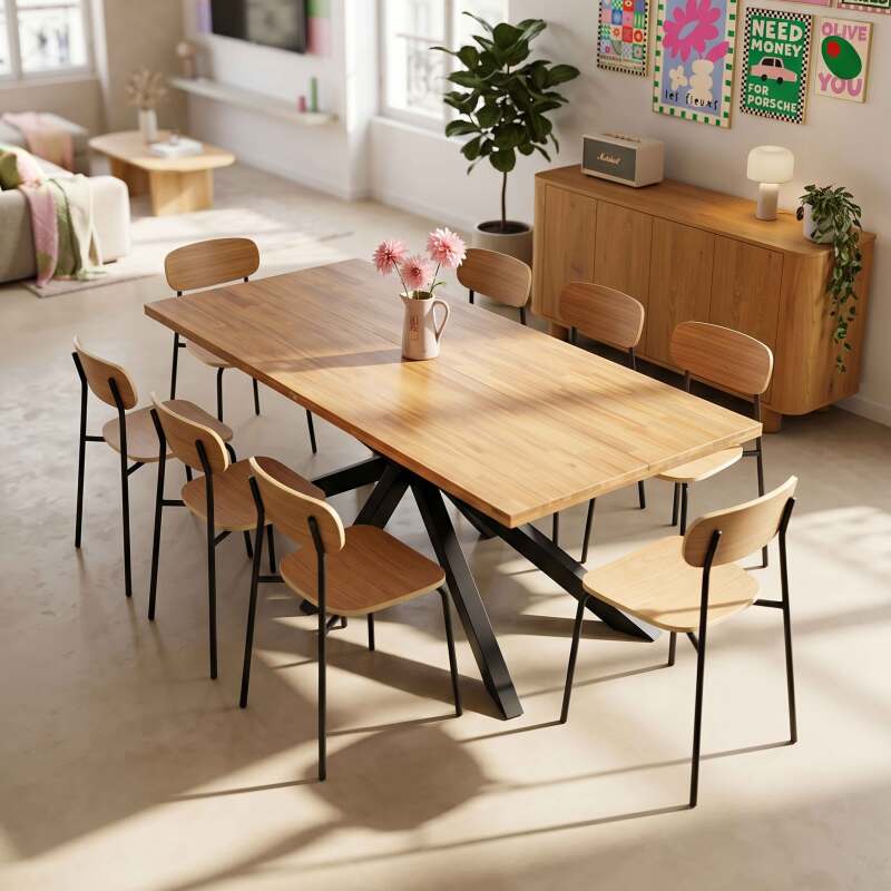 Table à manger en aluminium et bois d'acacia 8 personnes (8/9)