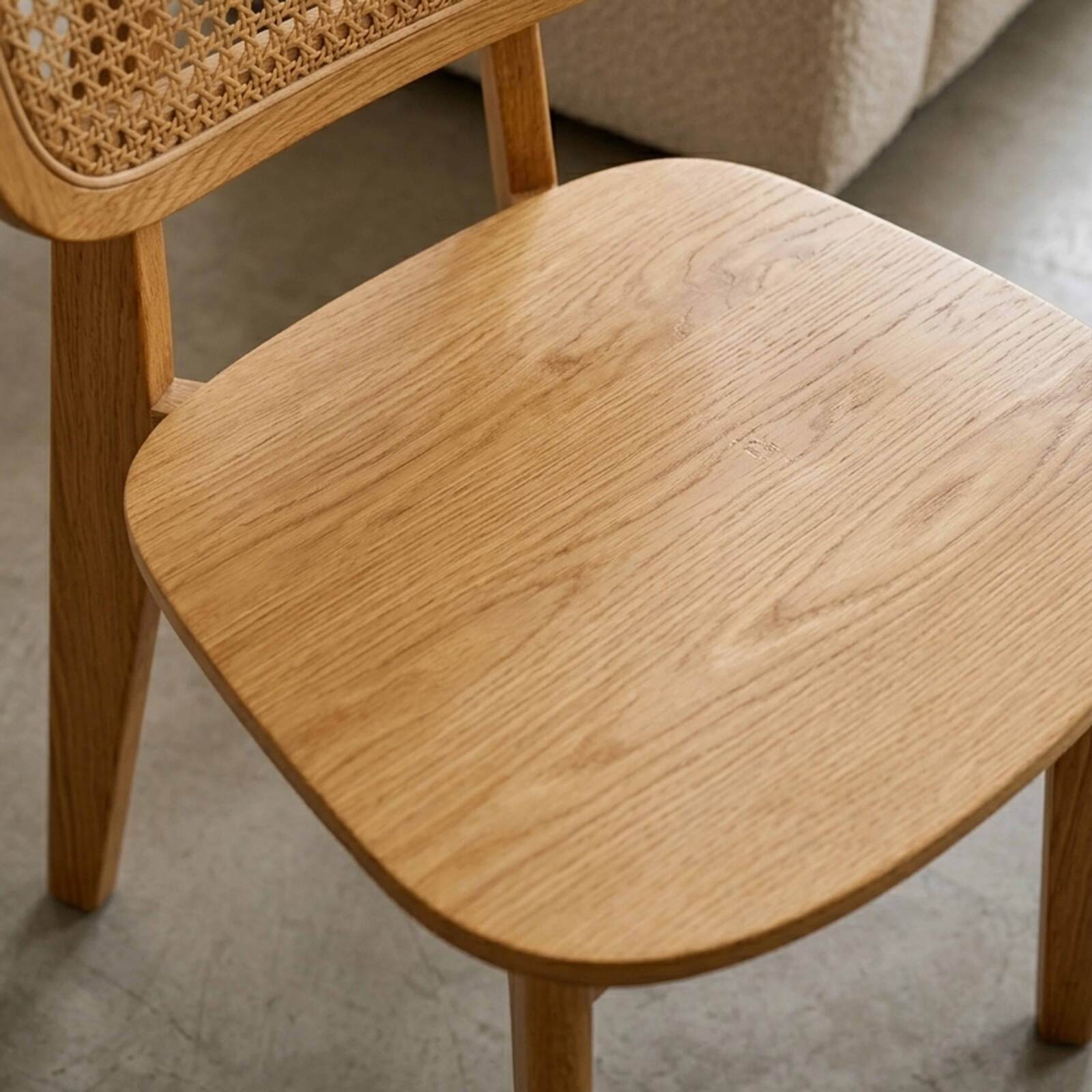 Chaises en bois d'orme et rotin naturel avec dossier esprit cannage - Lot de 2