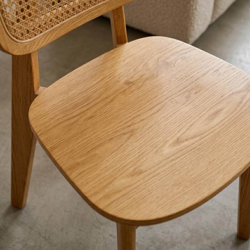 Chaises en bois d'orme et rotin naturel avec dossier esprit cannage - Lot de 2 (2/7)