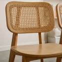Chaises en bois d'orme et rotin naturel avec dossier esprit cannage - Lot de 2