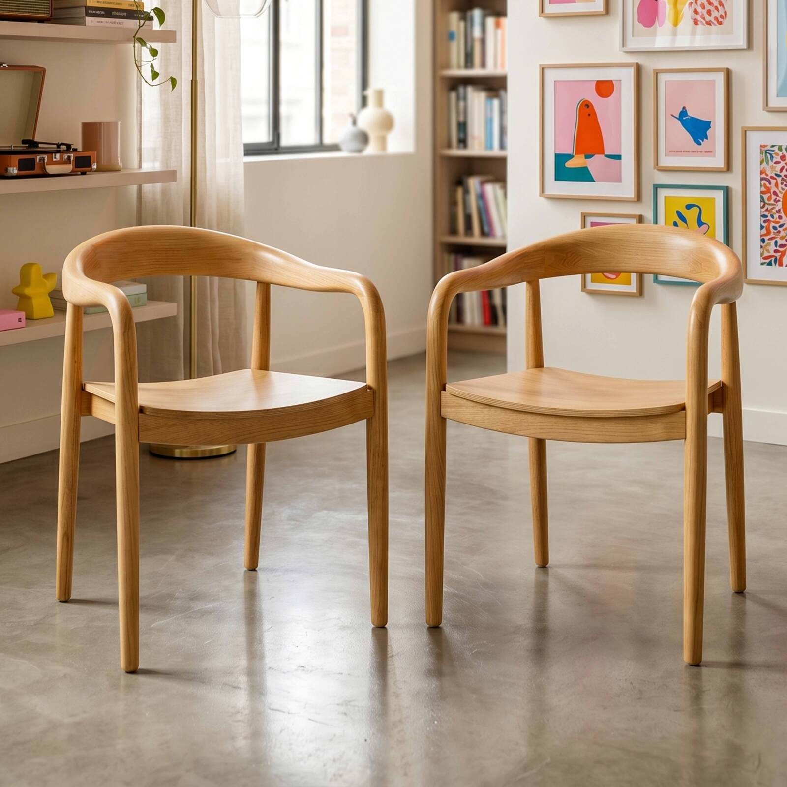 Chaises en bois d'orme avec accoudoirs - Lot de 2