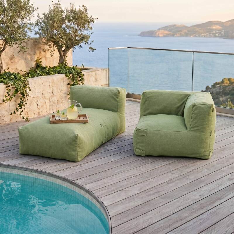 Salon de jardin modulable 2 places avec 1 fauteuil d'angle et 1 méridienne (2/7)