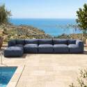 Salon de jardin modulable 6 places avec 3 chauffeuses, 2 fauteuils d'angle et 1 pouf - Ambiance