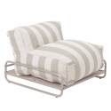 Salon de jardin modulable rayé 4 places avec structure, 3 chauffeuses, 1 pouf et table basse