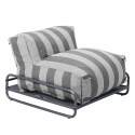 Salon de jardin modulable rayé 4 places avec structure, 3 chauffeuses, 1 pouf et table basse