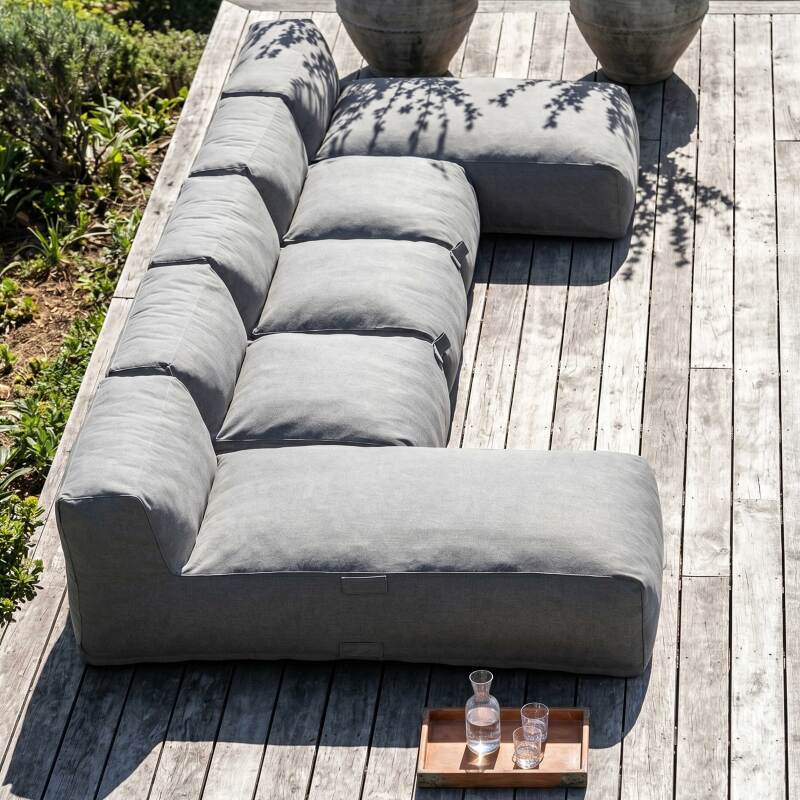 Salon de jardin modulable 5 places avec 3 fauteuils et 2 méridiennes (2/7)