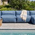 Salon de jardin modulable 5 places avec 3 fauteuils et 2 méridiennes