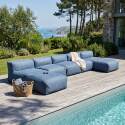 Salon de jardin modulable 5 places avec 3 fauteuils et 2 méridiennes