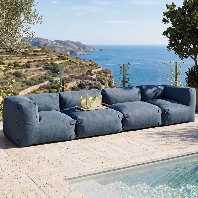 Salon de jardin modulable 4 places avec 2 chauffeuses et 2 fauteuils d'angle
