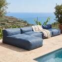 Salon de jardin modulable 4 places avec 3 fauteuils et 1 méridienne
