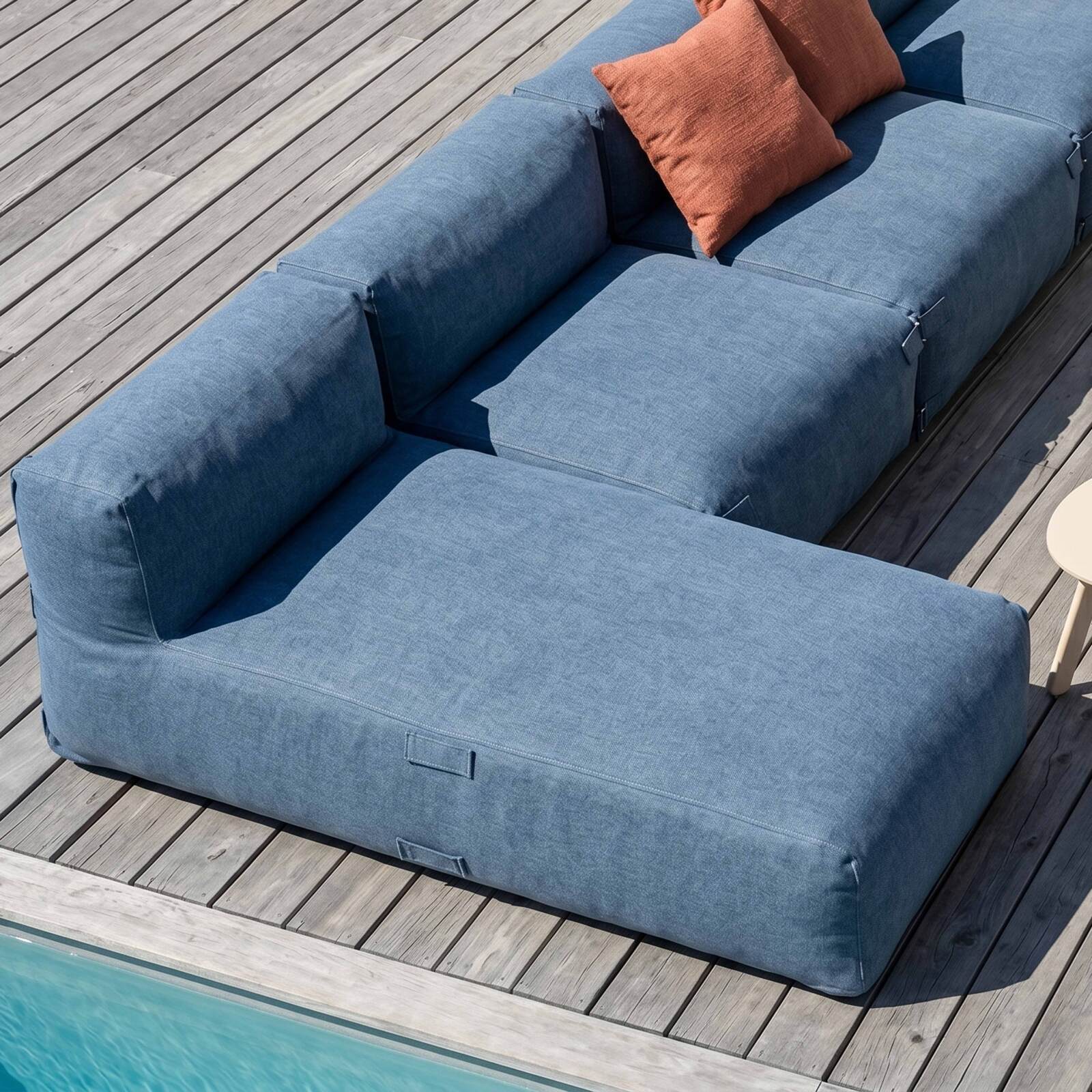 Salon de jardin modulable 6 places avec 5 fauteuils et 1 méridienne