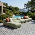 Salon de jardin modulable 5 places avec 4 fauteuils et 1 méridienne