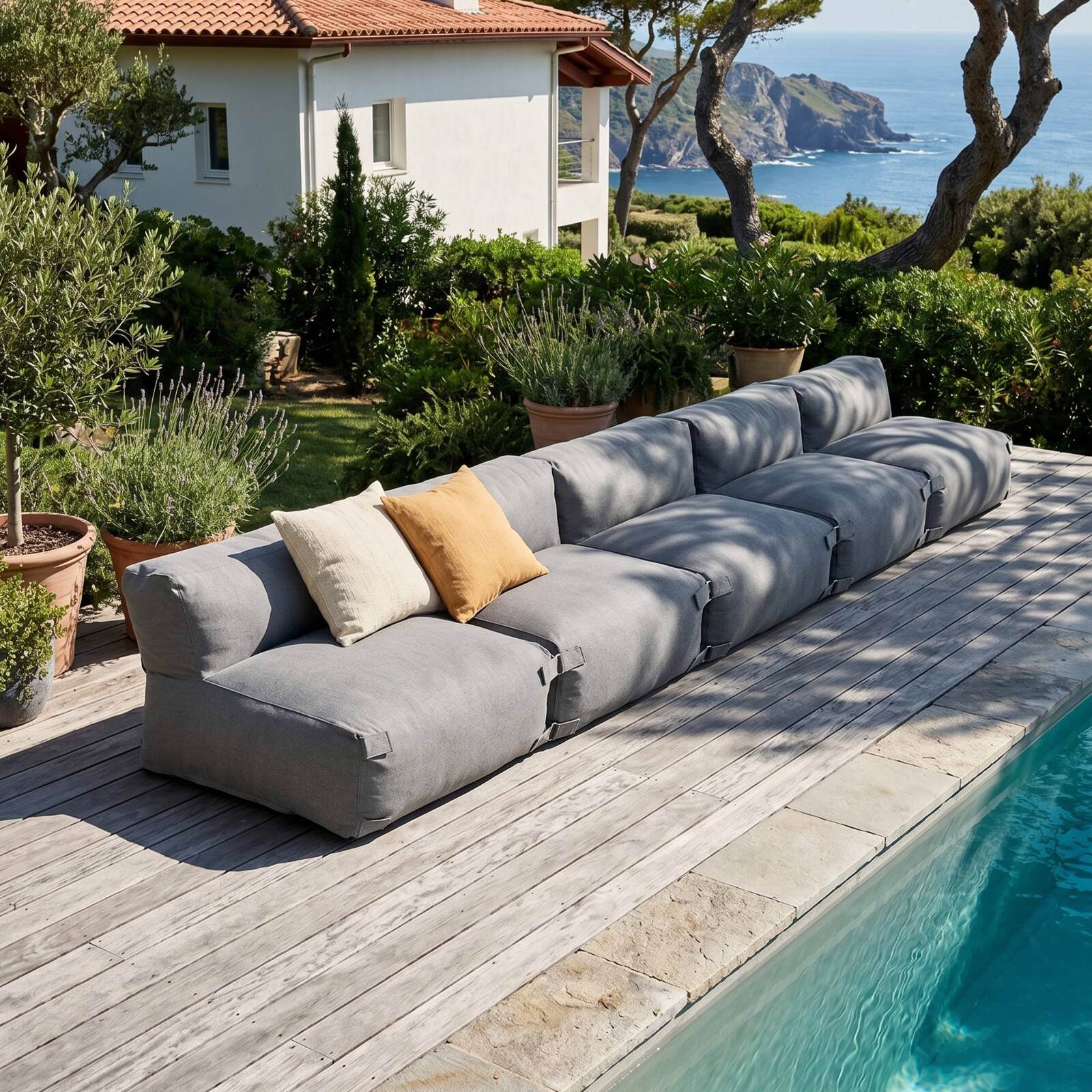 Salon de jardin modulable 5 places avec 5 chauffeuses