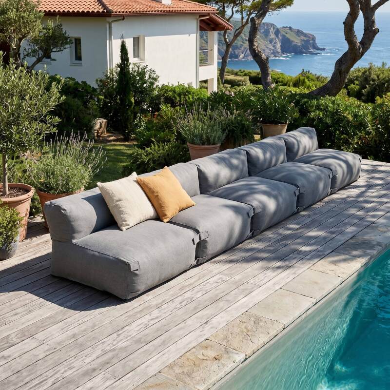 Salon de jardin modulable 5 places avec 5 chauffeuses