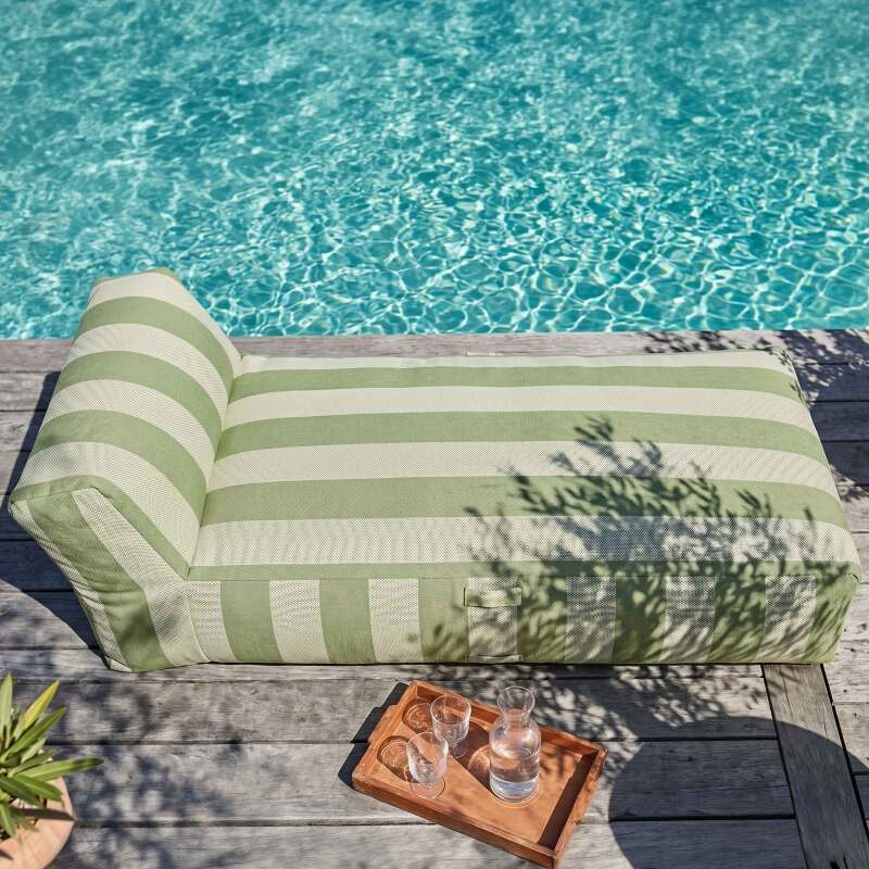 Méridienne rayée pour salon de jardin modulable (2/7)