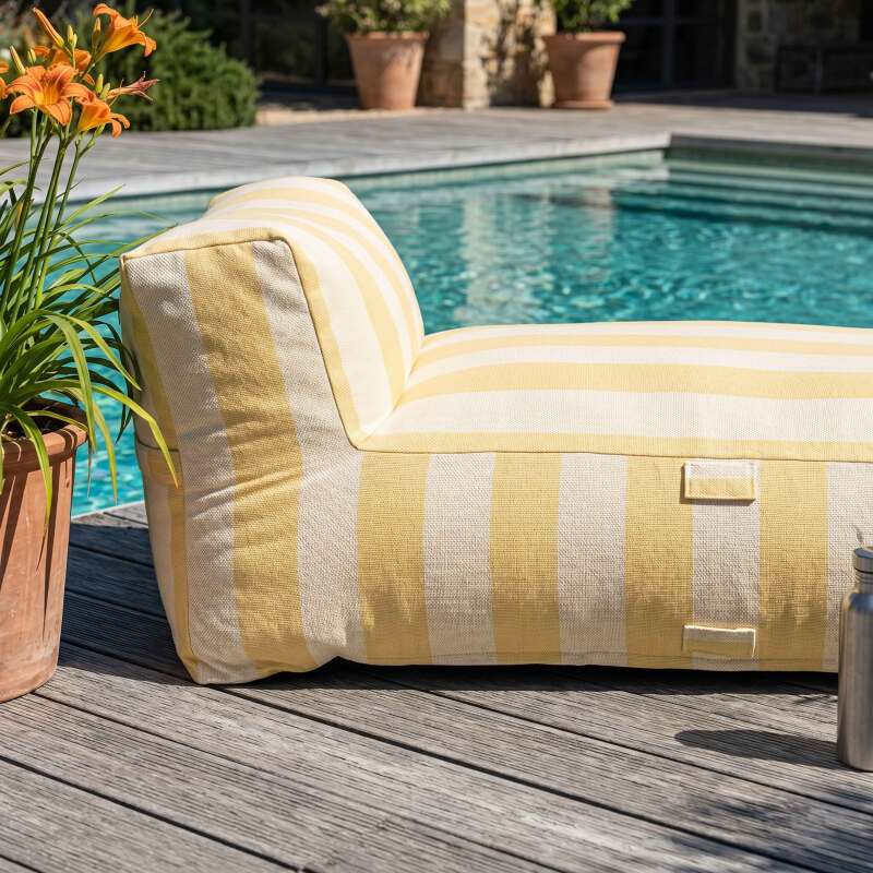 Méridienne rayée pour salon de jardin modulable (2/7)