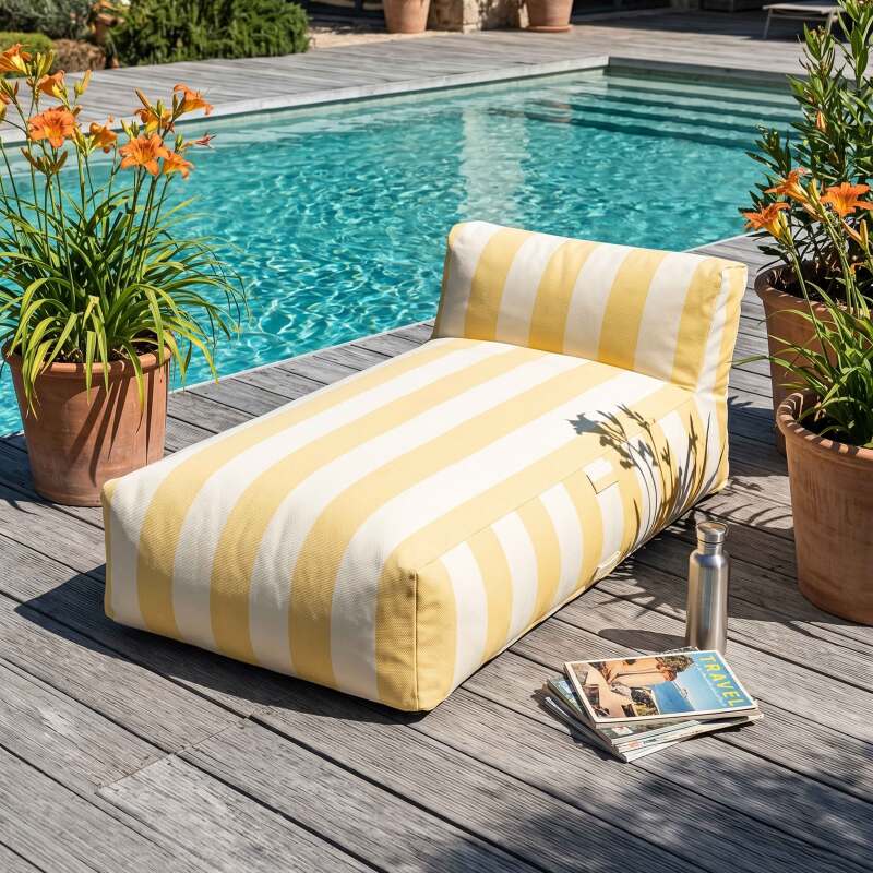 Méridienne rayée pour salon de jardin modulable