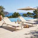 Bains de soleil aluminium et textilène inclinables 4 positions avec roues - Lot de 2