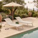 Bains de soleil aluminium et textilène inclinables 4 positions avec roues - Lot de 2