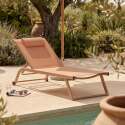 Bains de soleil aluminium et textilène inclinables 4 positions avec roues - Lot de 2
