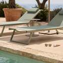 Bains de soleil aluminium et textilène inclinables 4 positions avec roues - Lot de 2