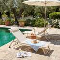 Bains de soleil aluminium et textilène inclinables 4 positions avec roues - Lot de 2