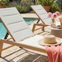 Bains de soleil aluminium effet bois et textilène inclinables 5 positions avec roues - Lot de 2