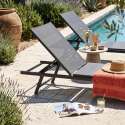 Bains de soleil metal et textilène inclinables 5 positions - Lot de 2