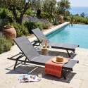 Bains de soleil metal et textilène inclinables 5 positions - Lot de 2