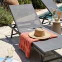 Bains de soleil metal et textilène inclinables 5 positions - Lot de 2