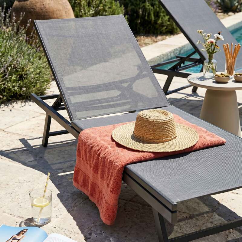 Bains de soleil metal et textilène inclinables 5 positions - Lot de 2 (2/11)